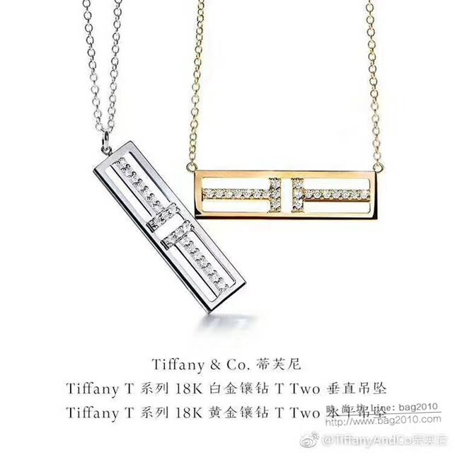 Tiffany純銀飾品 蒂芙尼女士專櫃爆款微笑雙T鏤空項鏈  zgt1693